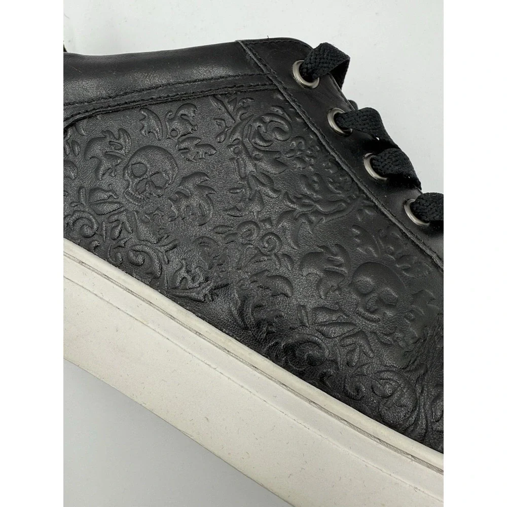 Robert Graham‎ Sneakers Men Sz10 Artfibers Dreamer Sugar Skull Rose Black Brown